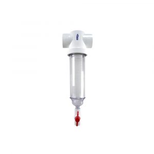 Rusco Spin-Down Sediment Filter with Clear Housing and Red Flush Valve – 3/4" T-Style Model