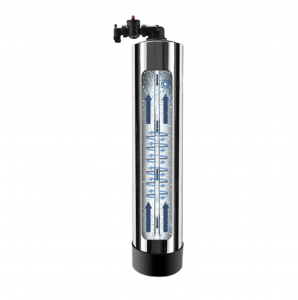 Tac crystals neutralize scale in medium hard water. Graphic shows the tech inside a No Salt Water Conditioner