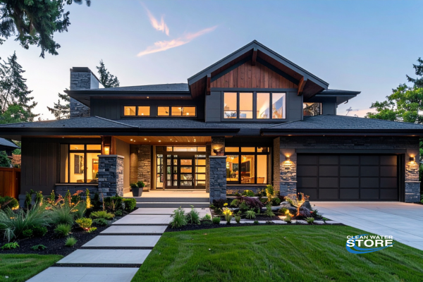 Custom build large residential property typical for commercial water treatment sizes.