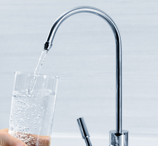Reverse Osmosis water at kitchen sink to remove PFAS in drinking water.
