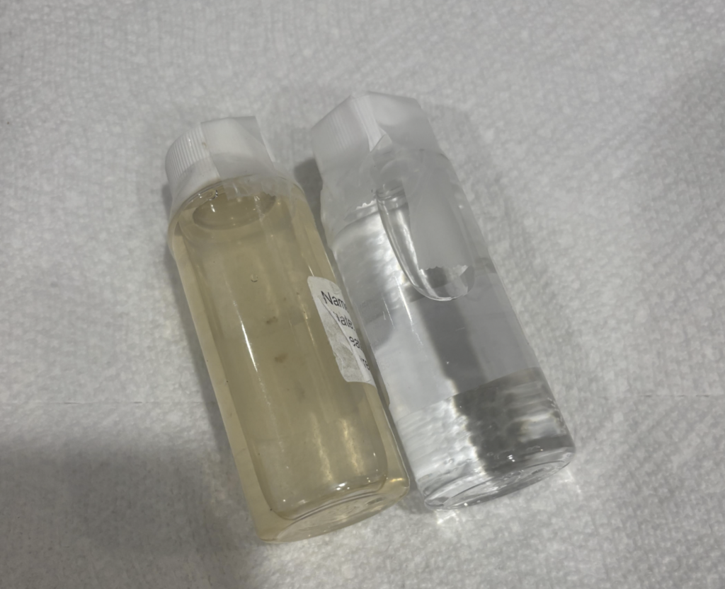 Example of before and after water test, an important step in whole house water filter installation.