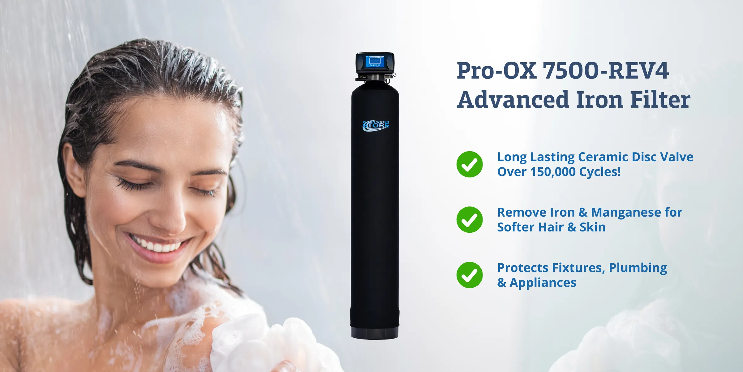 Pro-OX 7500-REV4 Advanced Iron Filter Header. Long Lasting Ceramic Disc Valve, Over 150,000 Cycles! Remove Iron & Manganese for Softer Hair & Skin. Protects Fixtures, Plumbing & Appliances.