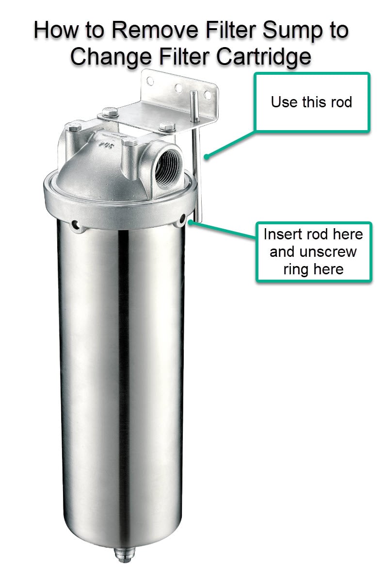 Stainless Steel Water Filter Housing for 10"L cartridges Hydro-Genics 1"NPT 